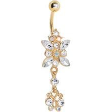Load image into Gallery viewer, Gold Plated Clear Gem Dazzling Dangle Chandelier Belly Ring
