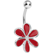 Load image into Gallery viewer, Red Gem Fancy Flower Belly Button Ring
