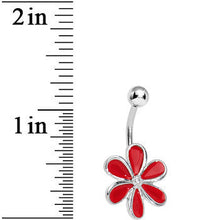 Load image into Gallery viewer, Red Gem Fancy Flower Belly Button Ring
