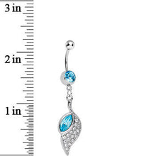 Load image into Gallery viewer, Aqua Gem Pleasant Wing Dangle Belly Ring
