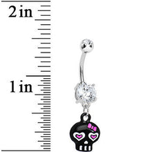 Load image into Gallery viewer, Clear Double Gem Lovely Rebel Skull Drop Belly Ring

