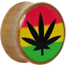 Load image into Gallery viewer, 18mm Organic Sandalwood Rasta Pot Leaf Saddle Plug
