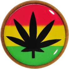 Load image into Gallery viewer, 18mm Organic Sandalwood Rasta Pot Leaf Saddle Plug
