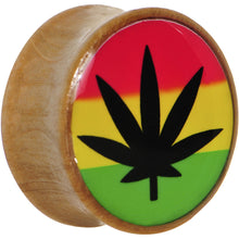 Load image into Gallery viewer, 20mm Organic Sandalwood Rasta Pot Leaf Saddle Plug
