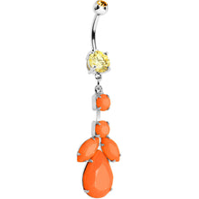 Load image into Gallery viewer, Orange Gem Neon Leaf Vine Dangle Belly Ring
