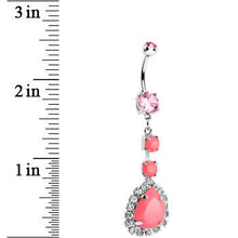 Load image into Gallery viewer, Pink Neon Gem Teardrop Dangle Belly Ring

