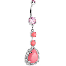 Load image into Gallery viewer, Pink Neon Gem Teardrop Dangle Belly Ring
