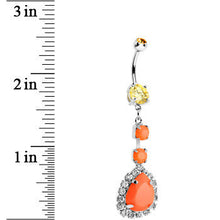 Load image into Gallery viewer, Orange Neon Gem Teardrop Dangle Belly Ring
