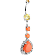 Load image into Gallery viewer, Orange Neon Gem Teardrop Dangle Belly Ring
