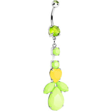 Load image into Gallery viewer, Light Green Yellow Gem Neon Leaf Vine Dangle Belly Ring
