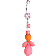 Load image into Gallery viewer, Pink Gem Neon Heart Leaf Vine Dangle Belly Ring
