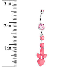 Load image into Gallery viewer, Pink Gem Neon Heart Petals Flower Dangle Belly Ring
