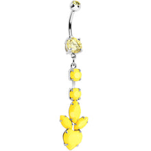 Load image into Gallery viewer, Yellow Gem Neon Heart Petals Flower Dangle Belly Ring
