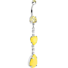 Load image into Gallery viewer, Yellow Gem Neon Heart Teardrop Dangle Belly Ring
