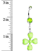 Load image into Gallery viewer, Light Green Gem Neon Four Leaf Clover Dangle Belly Ring
