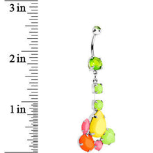 Load image into Gallery viewer, Green Yellow Orange Pink Gem Neon Jumble Dangle Belly Ring
