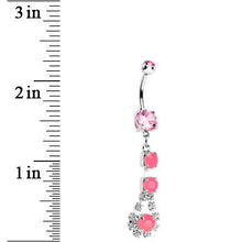 Load image into Gallery viewer, Pink Gem Neon Splash Crystal Teardrop Dangle Belly Ring
