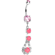Load image into Gallery viewer, Pink Gem Neon Splash Crystal Teardrop Dangle Belly Ring
