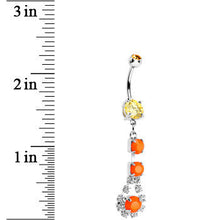 Load image into Gallery viewer, Orange Gem Neon Splash Crystal Teardrop Dangle Belly Ring
