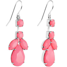 Load image into Gallery viewer, Faux Pink Stone Neon Leaf Vine Dangle Earrings
