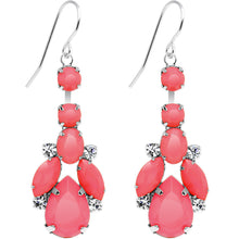 Load image into Gallery viewer, Clear Gem Pink Neon Bewitching Teardrops Chandelier Earrings
