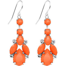 Load image into Gallery viewer, Clear Gem Orange Neon Bewitching Teardrops Chandelier Earrings
