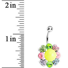 Load image into Gallery viewer, Multi Gem Neon Flower Belly Ring

