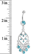 Load image into Gallery viewer, Aqua Gem Chandelier Dreams Dangle Belly Ring
