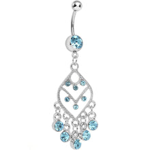 Load image into Gallery viewer, Aqua Gem Chandelier Dreams Dangle Belly Ring
