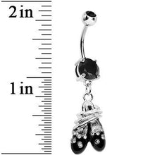 Load image into Gallery viewer, Black Gem Entangled Ballet Shoes Dangle Belly Ring
