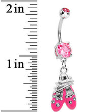 Load image into Gallery viewer, Pink Gem Entangled Ballet Shoes Dangle Belly Ring

