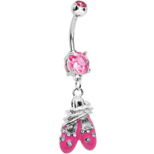 Load image into Gallery viewer, Pink Gem Entangled Ballet Shoes Dangle Belly Ring
