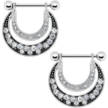 Load image into Gallery viewer, 14G 5/8 Clear Gem Radiant Moonlit Night Nipple Shield Set

