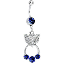 Load image into Gallery viewer, Sapphire Blue Gem Jeweled Foxy 3 Gem Dangle Belly Ring

