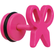 Load image into Gallery viewer, Pink Neon Enamel Snipping Scissors Cheater Plug
