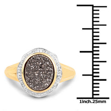 Load image into Gallery viewer, 14K Yellow Gold Plated 4.50 Carat Genuine Drusy Quartz .925 Sterling Silver Ring
