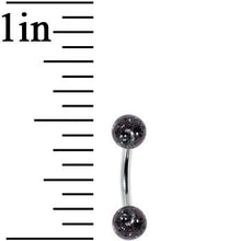 Load image into Gallery viewer, 16G 1/4 Acrylic Black Glitter Rook Curved Barbell
