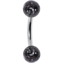 Load image into Gallery viewer, 16G 1/4 Acrylic Black Glitter Rook Curved Barbell
