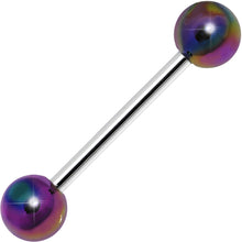 Load image into Gallery viewer, Rainbow Metallic Acrylic Barbell Tongue Ring
