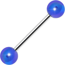 Load image into Gallery viewer, Blue Metallic Acrylic Barbell Tongue Ring
