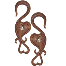 Load image into Gallery viewer, 6G Organic Sabo Wood Key to My Heart Hanger Plug Set

