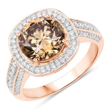 Load image into Gallery viewer, IGI Certified 3.01 Carat Genuine Brown Diamond Center and 0.52cttw White Diamond 18K Rose Gold Ring (3.53cttw)
