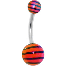 Load image into Gallery viewer, Orange and Black Acrylic Striped Belly Ring
