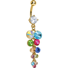Load image into Gallery viewer, Multi Gem Gold Heavenly Drops Dangle Belly Ring
