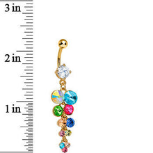 Load image into Gallery viewer, Multi Gem Gold Heavenly Drops Dangle Belly Ring

