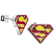 Load image into Gallery viewer, Licensed Red and Yellow Superman Logo Stud Earrings
