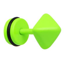 Load image into Gallery viewer, Green Neon Enamel Pyramid Cheater Plug
