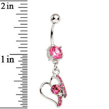 Load image into Gallery viewer, Pink Gem Crystalline Mending Heart Dangle Belly Ring
