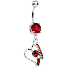 Load image into Gallery viewer, Red Gem Crystalline Mending Heart Dangle Belly Ring
