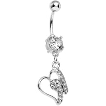 Load image into Gallery viewer, Clear Gem Crystalline Mending Heart Dangle Belly Ring
